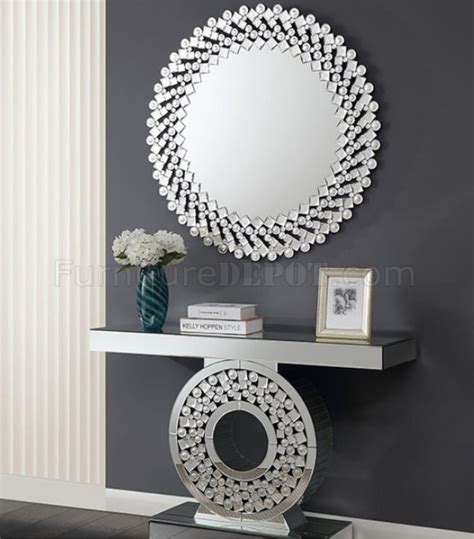 Neirin Console Table & Mirror Set CM536CT-C in Mirror & Crystal