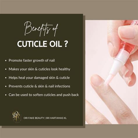 Benefits of CUTICLE OIL ? • Promote faster growth of nail • Makes your skin & cuticles look ...