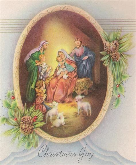 Christmas Greetings 807 - Vintage Christmas Cards - Nativity Scene ...