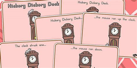 Hickory Dickory Dock Story Sequencing Color - nursery rhymes