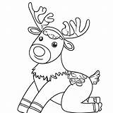 Raindeer Coloring Page Black And White · Creative Fabrica sketch template