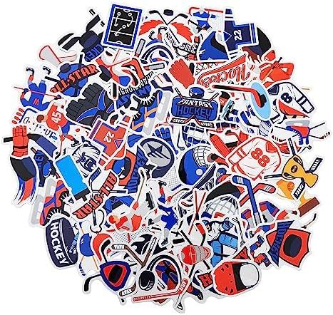 100 Pack Ice Hockey Stickers, Hockey Party Favors, Waterproof Stickers ...