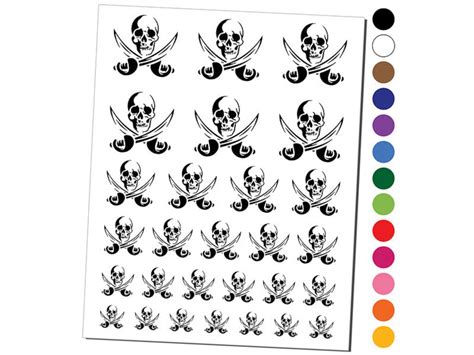 Pirate Skull and Swords Jolly Roger Temporary Tattoo Water Resistant ...