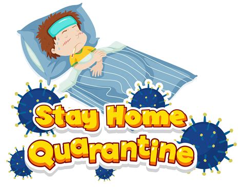 Stay home quarantine message with sick boy in bed 1142238 Vector Art at ...