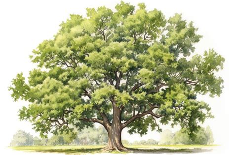 Watercolor Painting of Oak Tree. Generative AI Stock Illustration ...