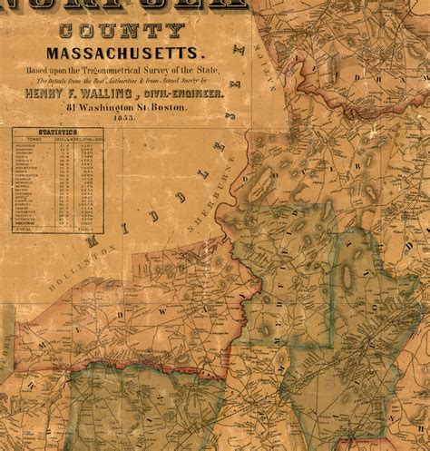 Map of Norfolk County Massachusetts MA. 1853. Vintage - Etsy