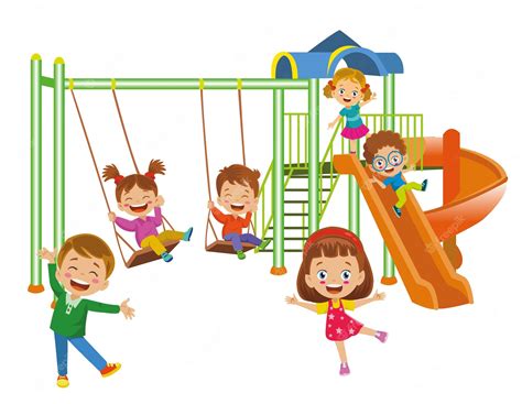 Premium Vector | Children's Playground And Happy Children Playing