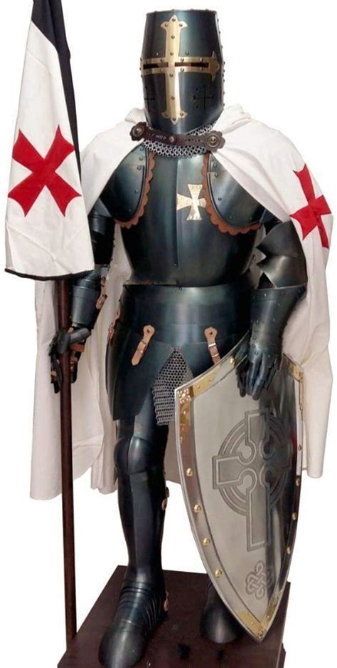 Amazon.com: Medieval Knight Suit of Templar Armor W/Sword Combat Full ...