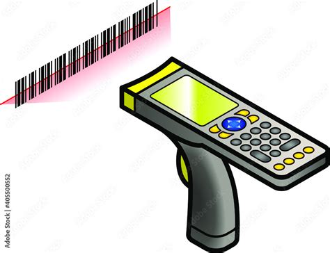 A hand held barcode scanner / gun with keypad and screen. 素材庫向量圖 | Adobe Stock