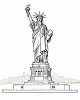 Statue Of Liberty Coloring Page In The Style Gravure  Premium AI sketch template