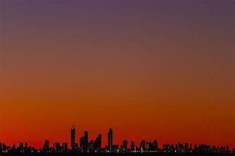 Premium Photo | View of cityscape at sunset