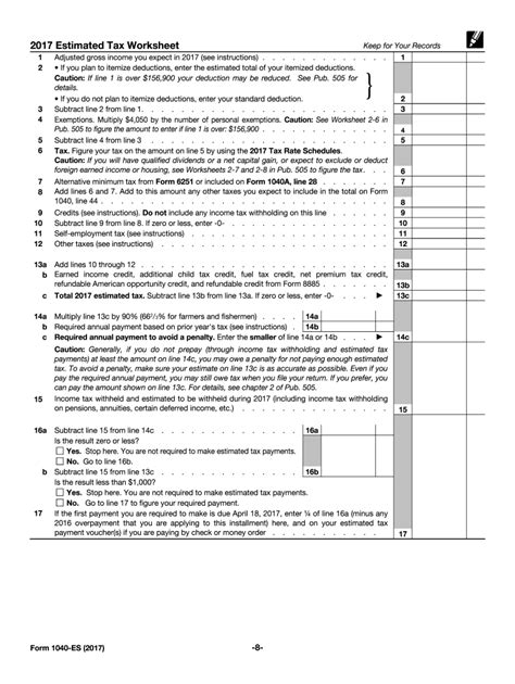 IRS 1040-ES 2017 - Fill out Tax Template Online | US Legal Forms