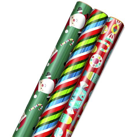 Hallmark Foil Christmas Wrapping Paper with Cut Lines on Reverse (3 ...