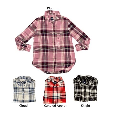 GAP Women's Soft Button Down Long Sleeve Boyfriend Flannel Shirt (Plum, XL) - Walmart.com