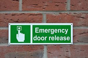 EMERGENCY DOOR RELEASE plastic sign or sticker 300mmx100mm fire exit evacuation | eBay