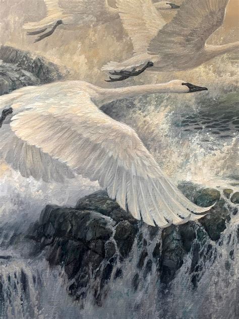 Larry Fanning - "Snow Geese", Larry Fanning, Original Oil on Canvas, 30x60, Realistic Wildlife ...