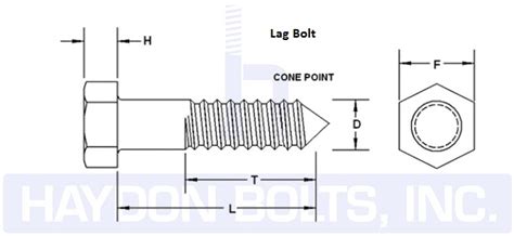 Lag Bolt Dimension Drawing - Haydon Bolts Inc - Haydon BoltsHaydon Bolts