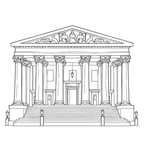 Drawing Of A Building With Columns Drawing Illustration Outline Sketch ...