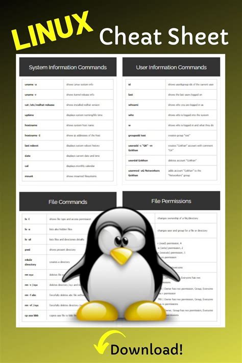 Linux Commands Cheat Sheet With Examples – Bash Linux