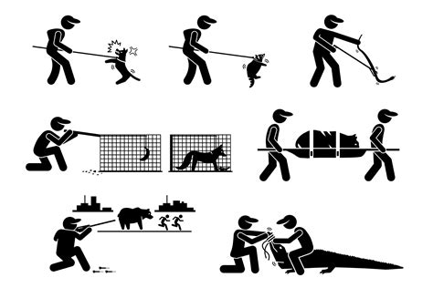 Animal Wildlife Control Service Equipment Stick Figure Icons (765228 ...