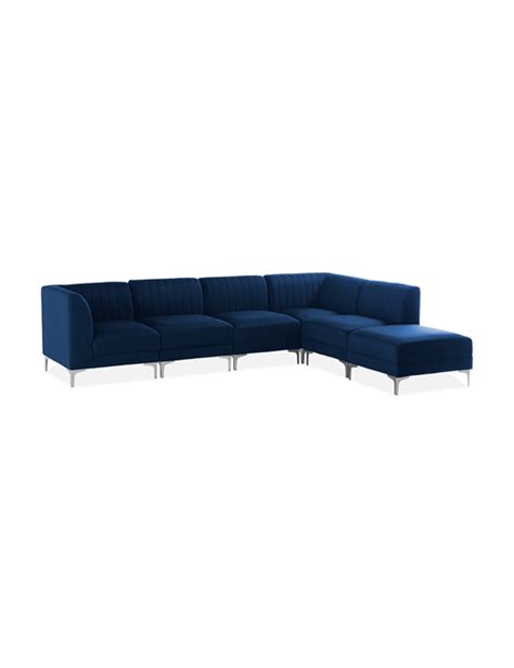 Dark Blue Ribbed Velvet Corner Sofa - Furniture-Sofas & Armchairs ...