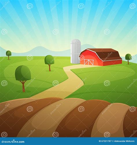 Farm Landscape stock vector. Image of background, agriculture - 67321787