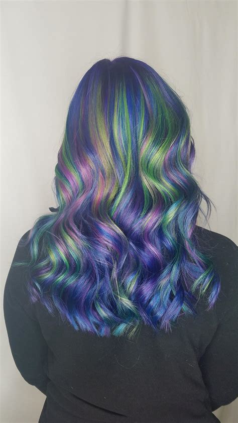 Aurora Borealis hair I did a bit ago : r/Hair