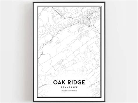 Oak Ridge Map Print Oak Ridge Map Poster Wall Art Tn City | Etsy