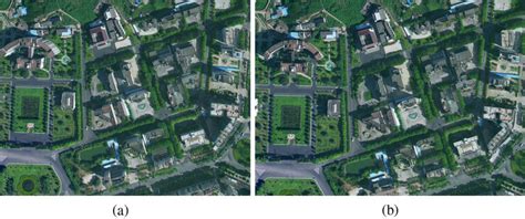 Traditional orthophoto (a) and generated true orthophoto (b) produced ...