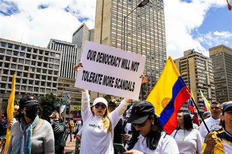 Bogota, Colombia, June 2023, Peaceful protest marches against the government of Gustavo Petro ...