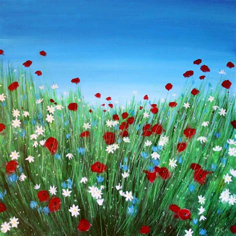 Poppy Flower Field Painting