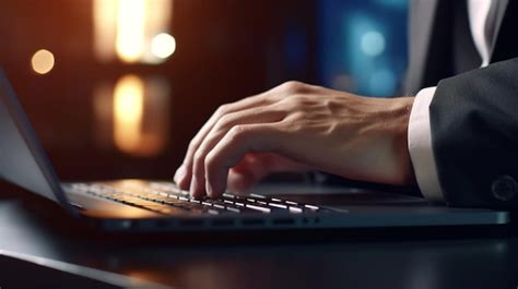 Premium AI Image | A person typing on a laptop keyboard in front of a computer screen