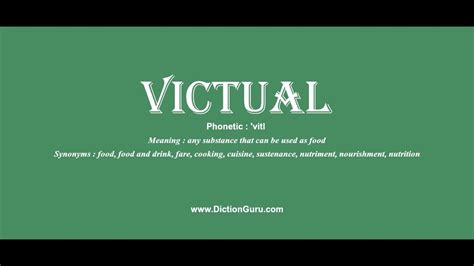 victual: Pronounce victual with Meaning, Phonetic, Synonyms and Sentence Examples - YouTube