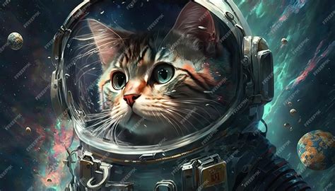 Premium Photo | Cat in space suit illustration by generative ai