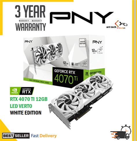 PNY GEFORCE RTX 4070 TI 12GB LED VERTO WHITE EDITION GRAPHIC CARD ...