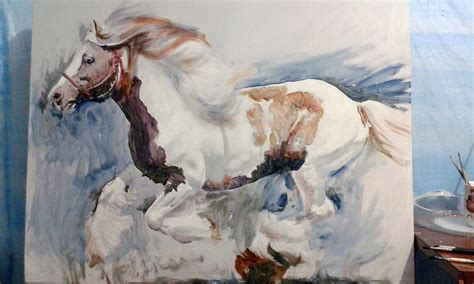 Pinto Horse Painting Original Art Wild Running Horse Large - Etsy