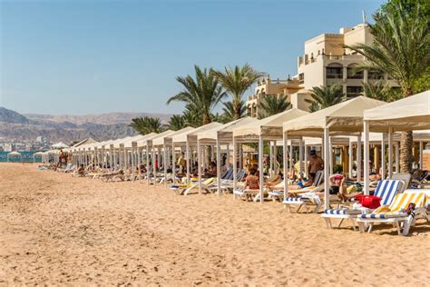 Intercontinental Beach at InterContinental Aqaba Hotel on the Red Sea in Aqaba, Jordan Editorial ...