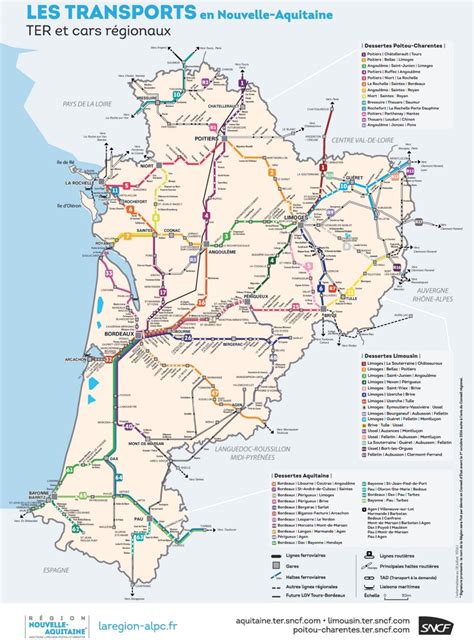 Nouvelle-Aquitaine rail map - Ontheworldmap.com