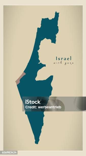 Peta Modern Israel Dengan Jalur Gaza Il Ilustrasi Stok - Unduh Gambar ...