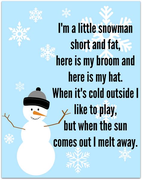 Snowman Song - FREE Printable - No Time For Flash Cards