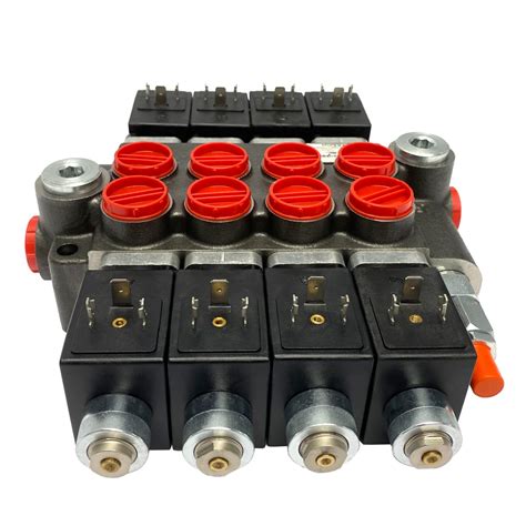 4 spool x 13 GPM solenoid 12V DC hydraulic control valve, monoblock ...