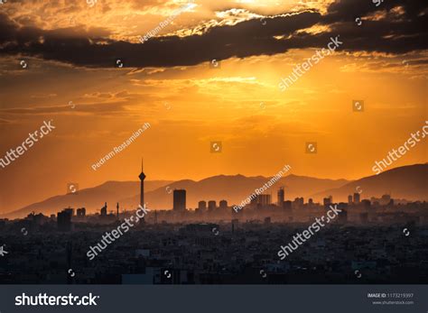 Tehran Skyline Sunset Milad Tower Stock Photo (Edit Now) 1173219397