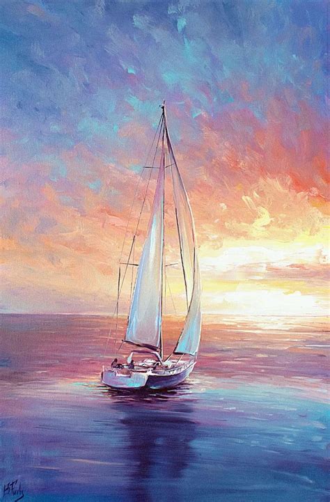 Sailing Art Original Oil Painting Colorful - Etsy | Sailing art ...