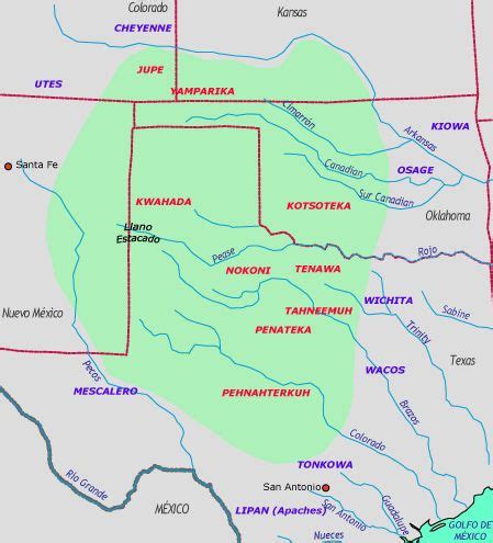 Comanche territory overlay of modern day map | Native american tribes map, Native american ...