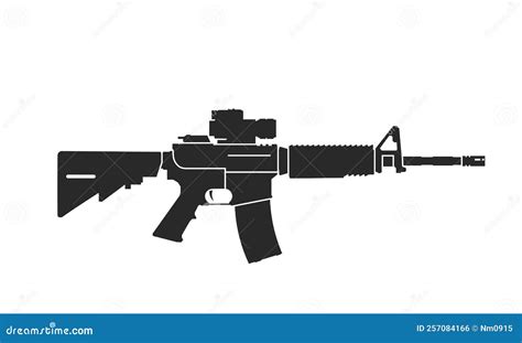 M4 Assault Rifle Icon. Carbine, Weapon and Army Symbol. Vector Image for Military Concepts and ...