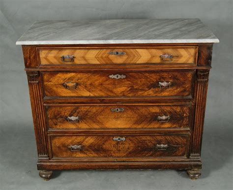 Mid 19th c. English 4 drawer marble top dresser