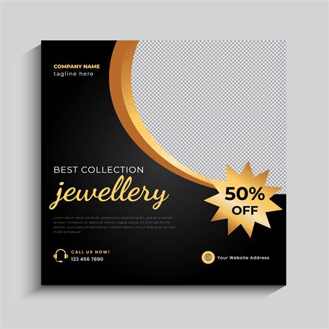 Jewelry social media post, web banner or square flyer design template 9454009 Vector Art at Vecteezy