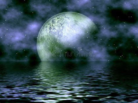 Dark Blue Moon & Water stock illustration. Image of ghosts - 3058138