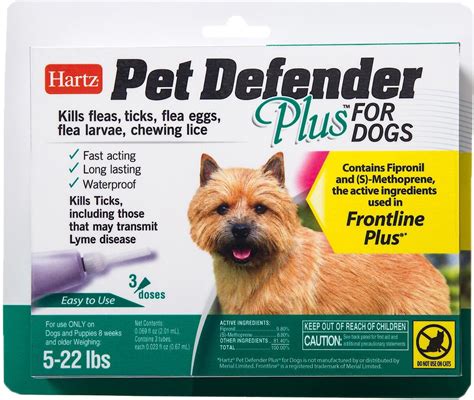 HARTZ Pet Defender Plus Flea Treatment for Dogs 5-22 lbs, 3 treatments - Chewy.com
