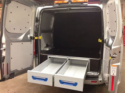 Ford Transit Custom L2 - Sortimo XL drawer system and false floor accessible from rear door ...